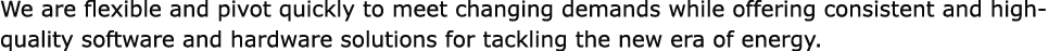 We are flexible and pivot quickly to meet changing demands while offering consistent and high quality software and ha...